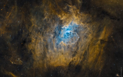 Bubble Nebula (la “Bulle”) et M52 dans un même champ, rendu HOO
